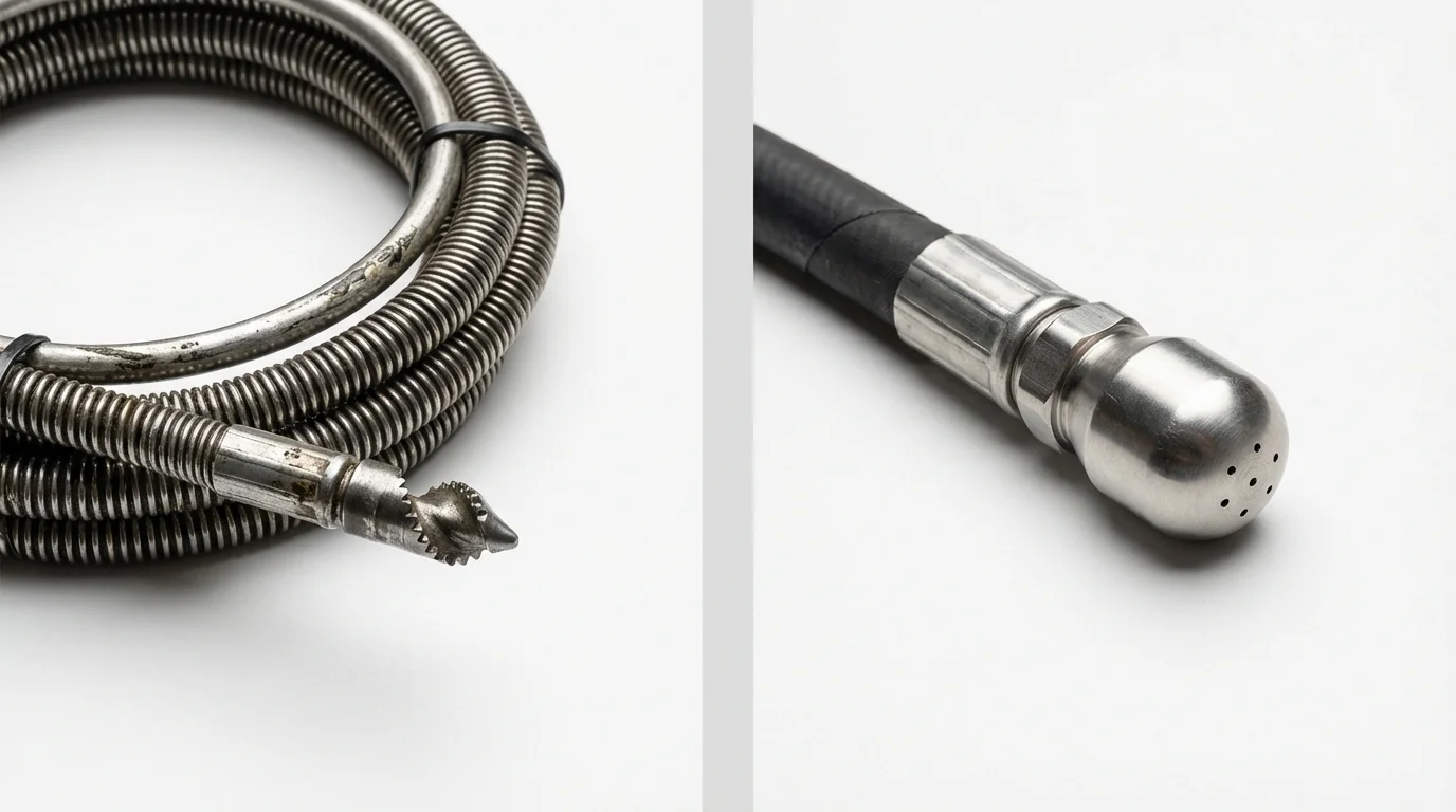 Drain snake cable and hydro jetting nozzle used for drain cleaning in Princeton, IL